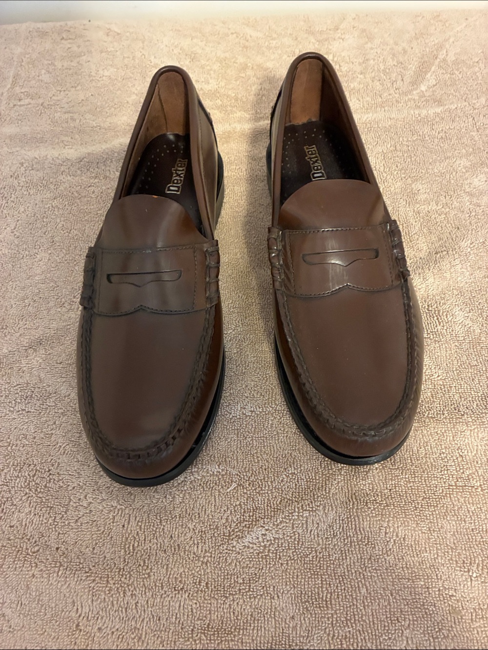 Men’s size 13 M Dexter Brown Leather Penny Loafers with Moc Toe Stitching
